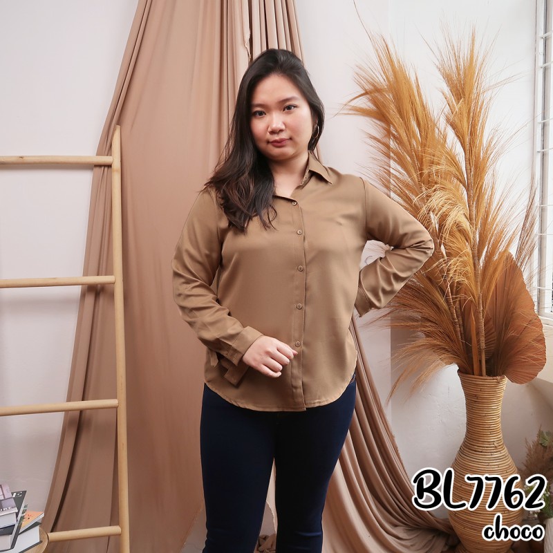 LADYSOUTFIT Baju atasan kemeja panjang polos kuliah kerja muslimah hijabers kekinian murah bestselle