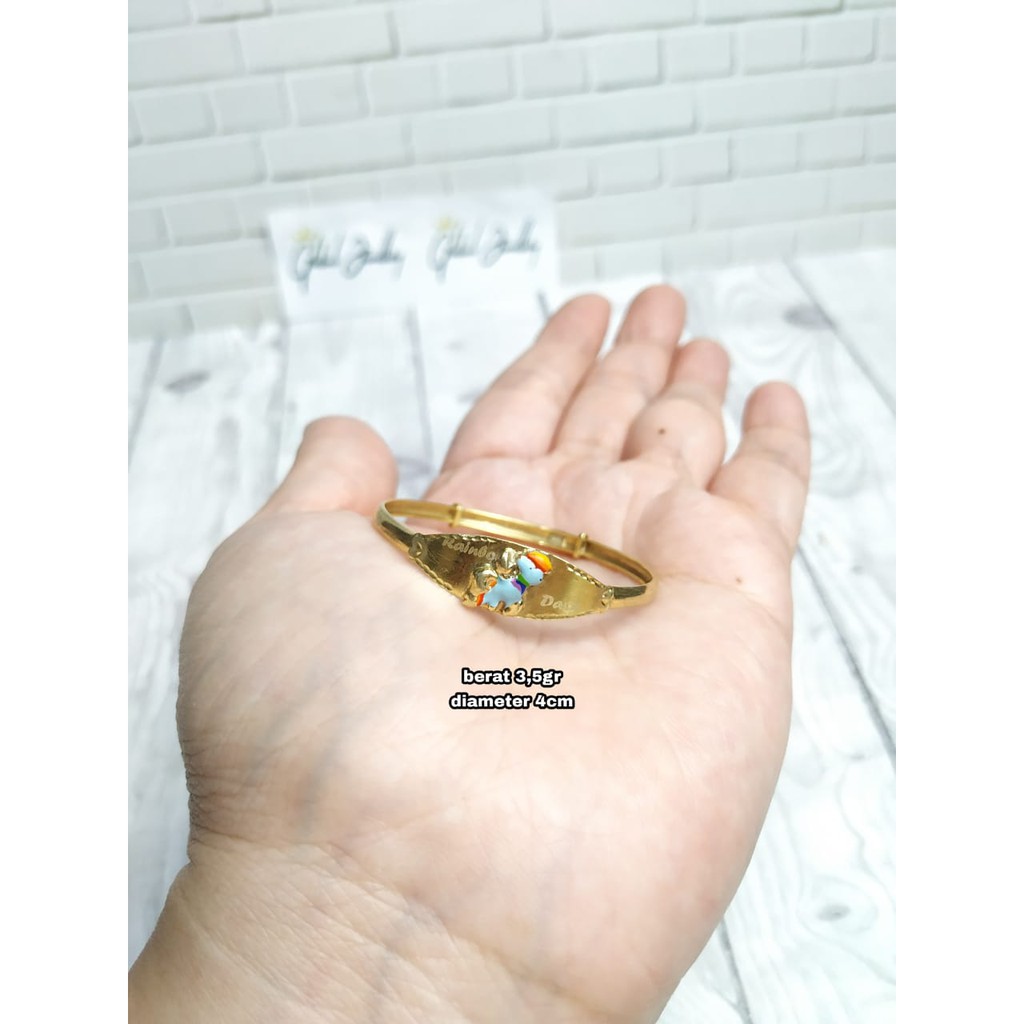 GELANG ANAK SNOPPY GOLD PERAK ASLI S925 GLOBAL JEWELLERY CI085