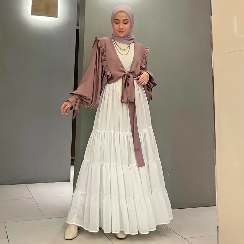 SETELAN FASHION WANITA MUSLIM KAIRA SET / KAIRA DRESS / OUTER RUBIYA SET DRESS - KARDIGAN-1