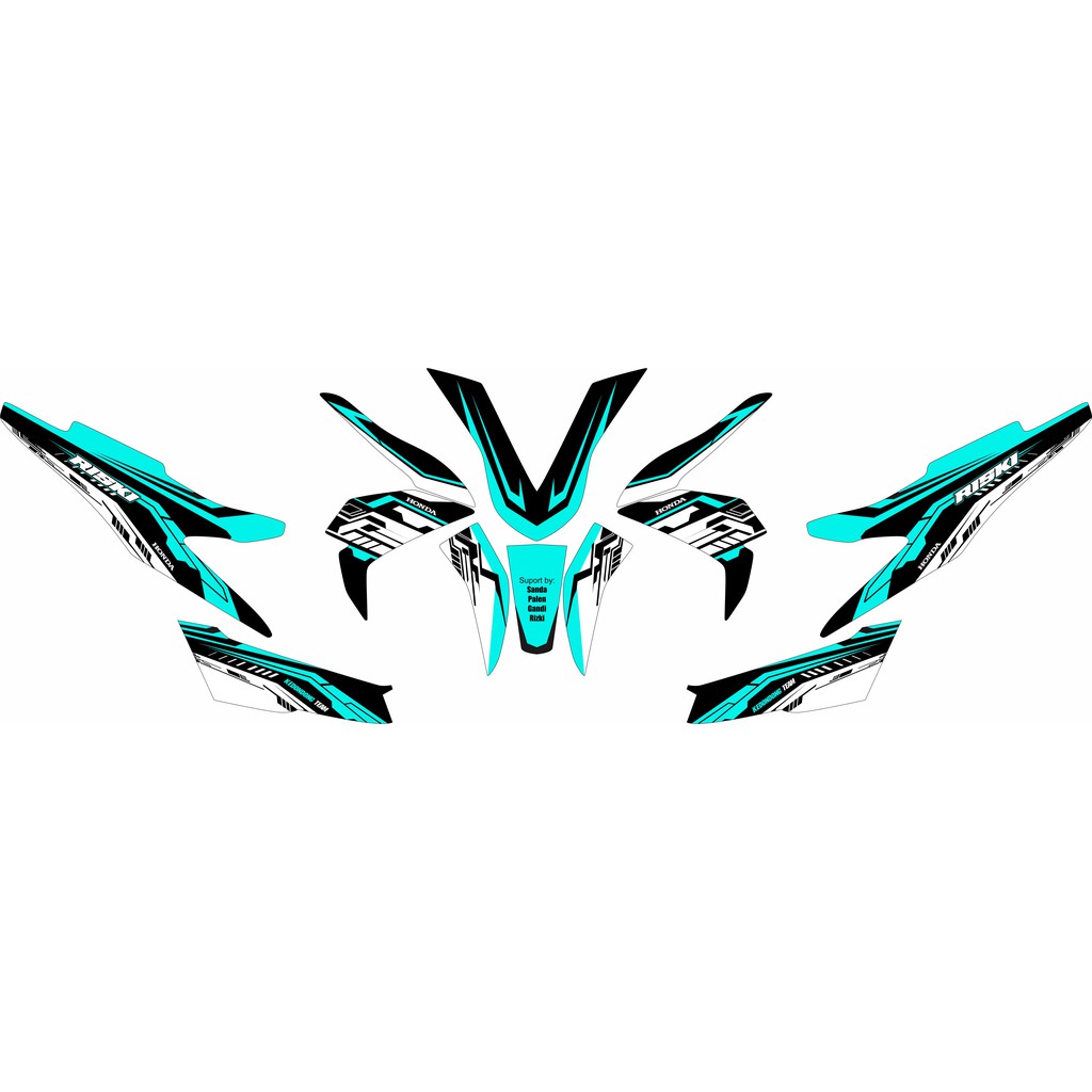 decal custom honda beat street 2020 hitam tosca