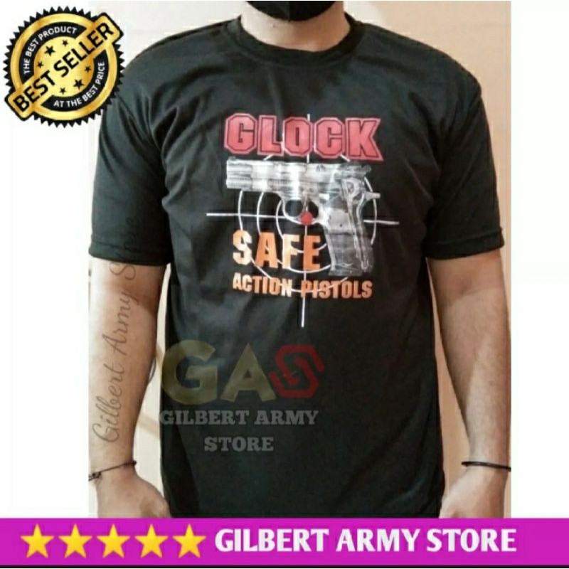 GILBERT ARMY STORE-Kaos Glock Gambar Hitam Army-Grosir Kaos Militer TNI-Kaos Daleman TNI ARMY