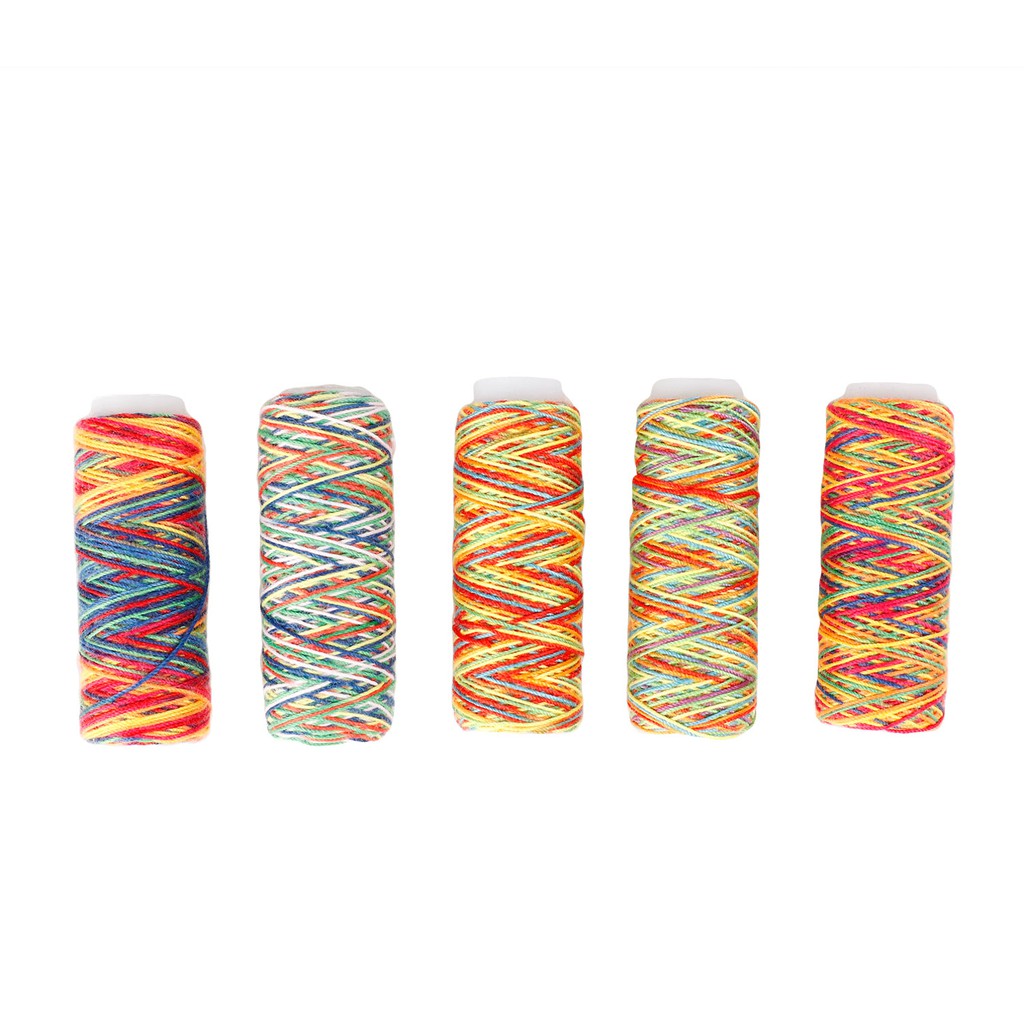 Benang Jahit Warna Warni - Benang Jahit Pelangi Sembur - Rainbow Sewing Thread isi 5 pcs