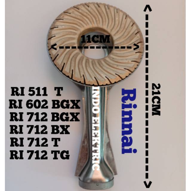 CEROBONG+ BURNER KUNINGAN KOMPOR GAS RINNAI TYPE RI551T/RI602BGX/RI712BGX/RI712BX/712T/RI712TG