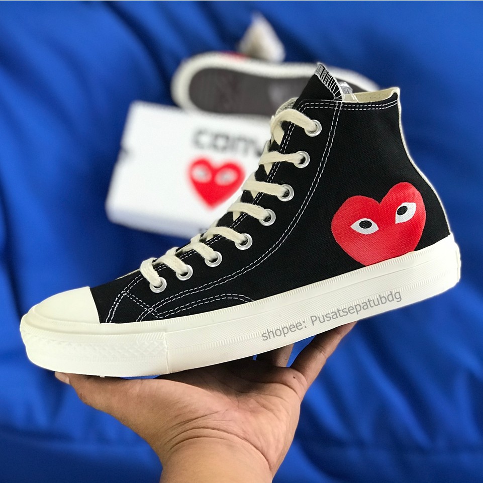 CONVERSE 70S PLAY CDG COMME DES GARCONS HIGH BLACK WHITE