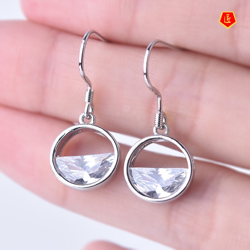 [Ready Stock]Simple Fashion Crystal Half Moon Sweet Earrings