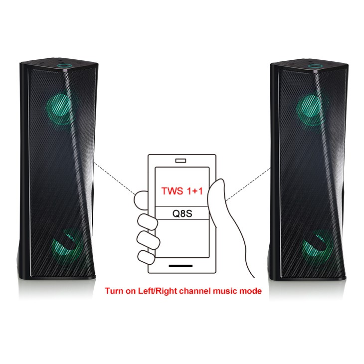 Speaker Wireless Bluetooth 4.2 Hi-Fi TWS Kisonli Q8S 3D Surround Sound