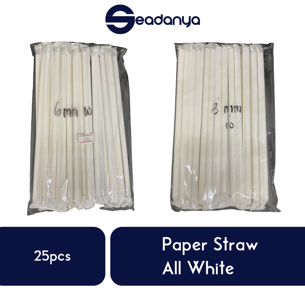 

Sedotan Kertas Semua Putih 25pcs 6mm/8mm-Paper Straw All White/Sedotan Ramah Lingkungan/Isi 25