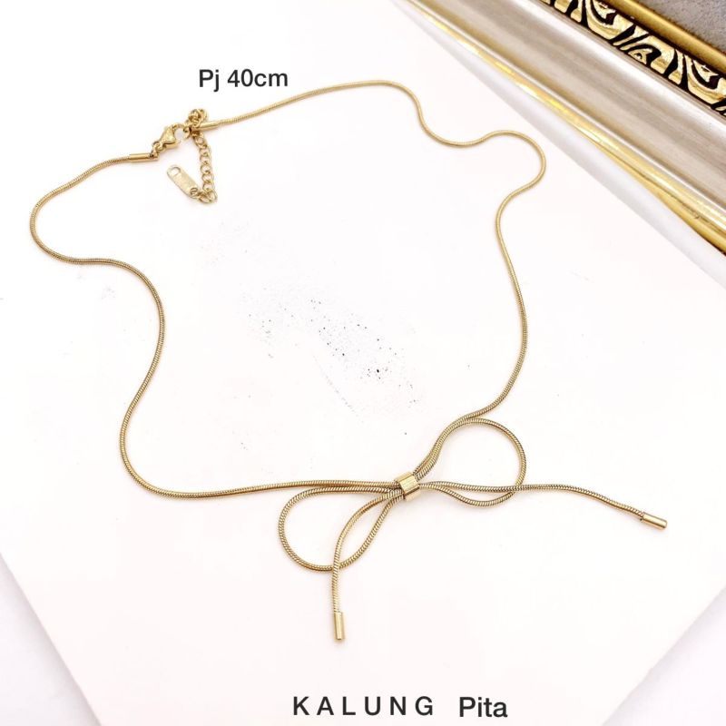 Kalung Titanium asli Premium Quality Kilau anti karat Stainless Steel Branded Band Kt101