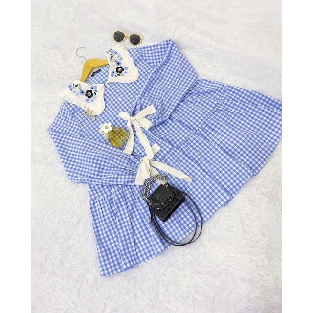 Blouse Square tartan Busui dan wudhu friendly | Tunik Long sleeve blouse Top atasan lengan tali |Tun