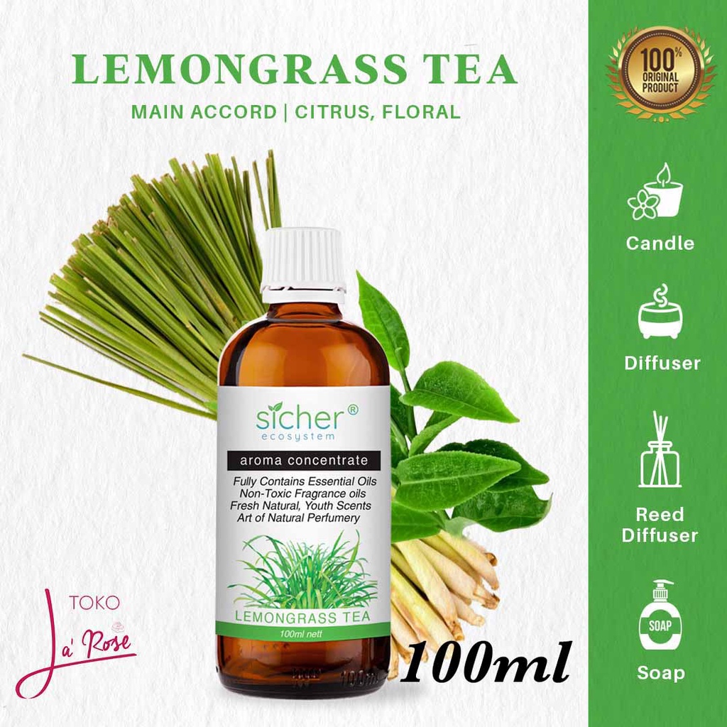 Sicher Aromatherapy Lemongrass Tea Essential Oil Natural Aroma Terapi Minyak Teh Sereh Alami 100ml