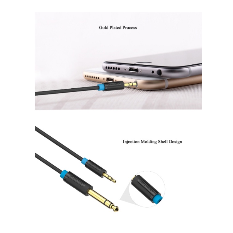 Vention Kabel Aux Audio 3.5mm to 6.5mm TRS Stereo Adapter 0.5M 1M 1.5M