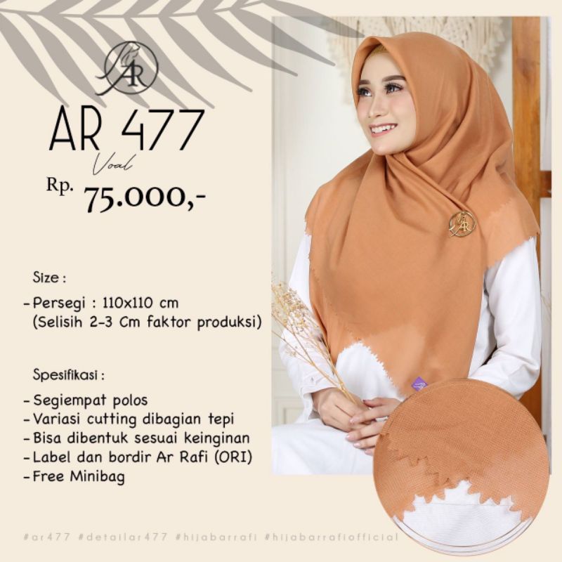 AR 477 HIJAB SEGIEMPAT VOAL // AGEN WRRAFI
