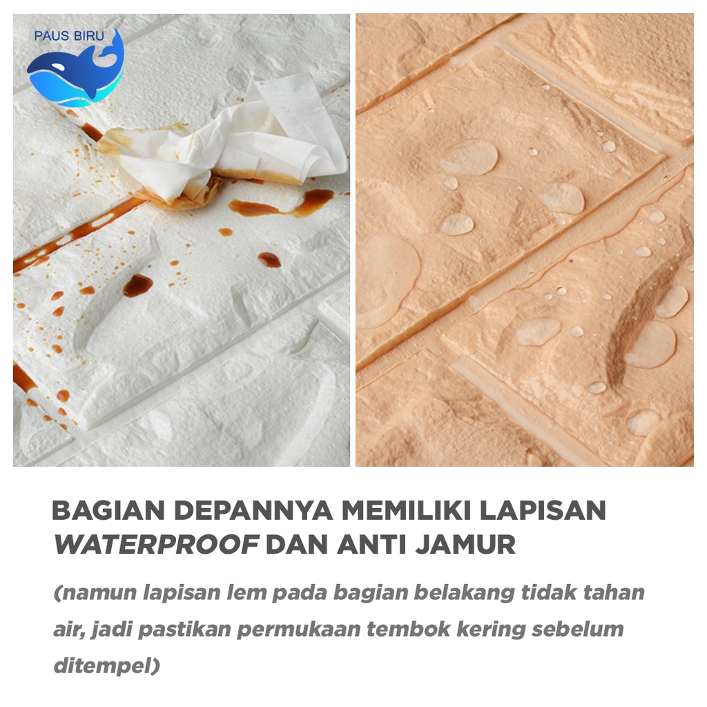 Paus Biru - Wallpaper Dinding 3D bata / wallpaper 3D Foam 77x70cm ketebalan 4.5mm-3