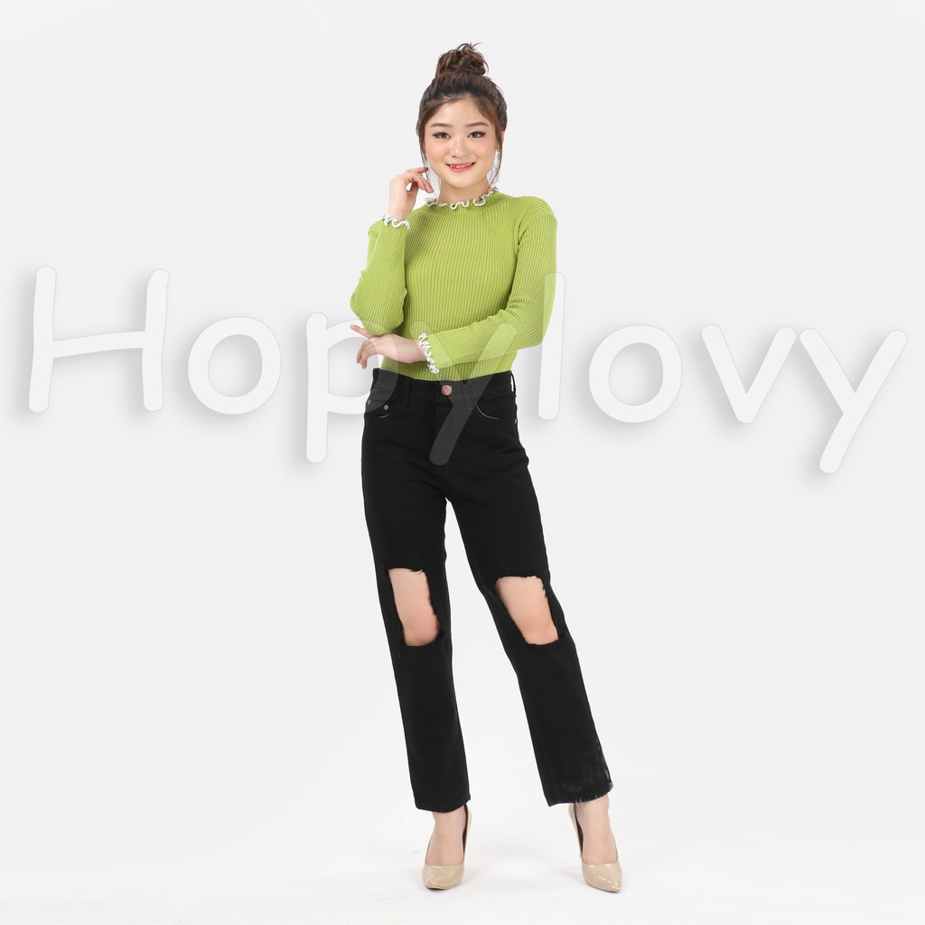 HOPYLOVY SALE - Celana Boyfriend Jeans Wanita Destroy Elvina