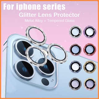 Pelindung Lensa Kamera iPhone 11 12 13 Seri 12 Pro Max 13 Pro Max Bahan Kaca Metal Aksen Berlian Berkilau