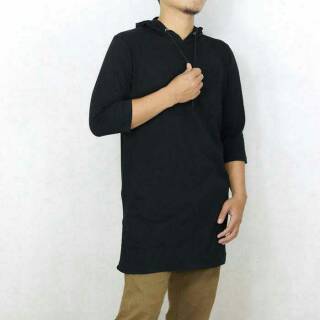  BAJU  MUSLIM KURTA HOODIE CASUAL  SIMPEL ELEGANT  BAHAN KAOS 