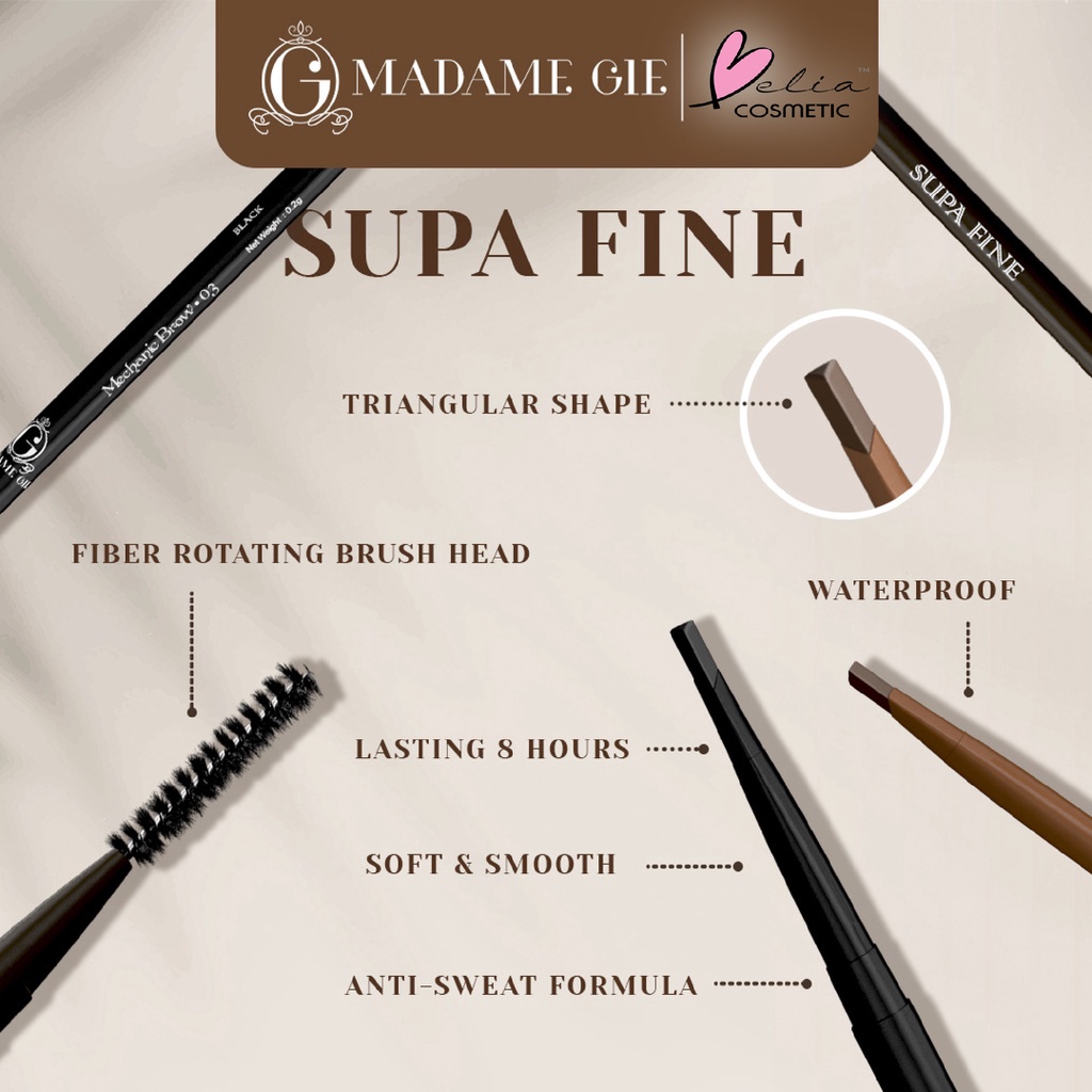 ❤ BELIA ❤ MADAME GIE Supa Fine Mechanic Brow | Pensil Alis Matic | Matic Eyebrow | BPOM