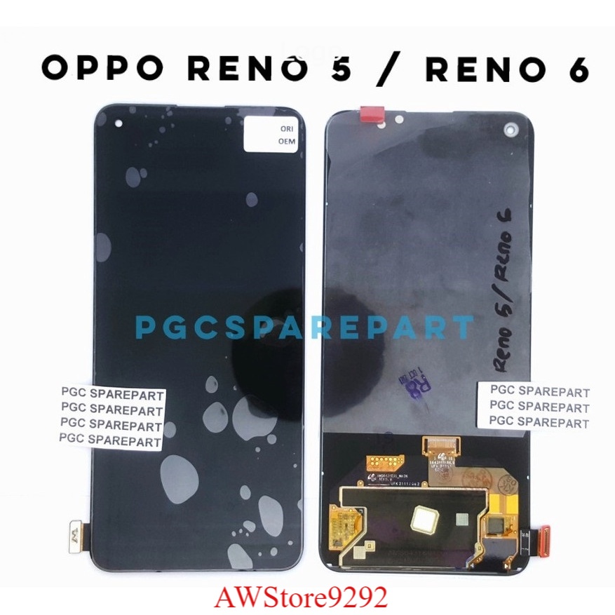 Layar Screen LCD TS Touchscreen Fullset OPPO RENO 5 - RENO 6 - FINGERPRINT - Black