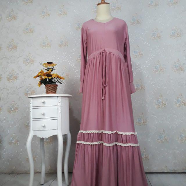 Gamis dress muslim terbaru SYAFIRA-Pink