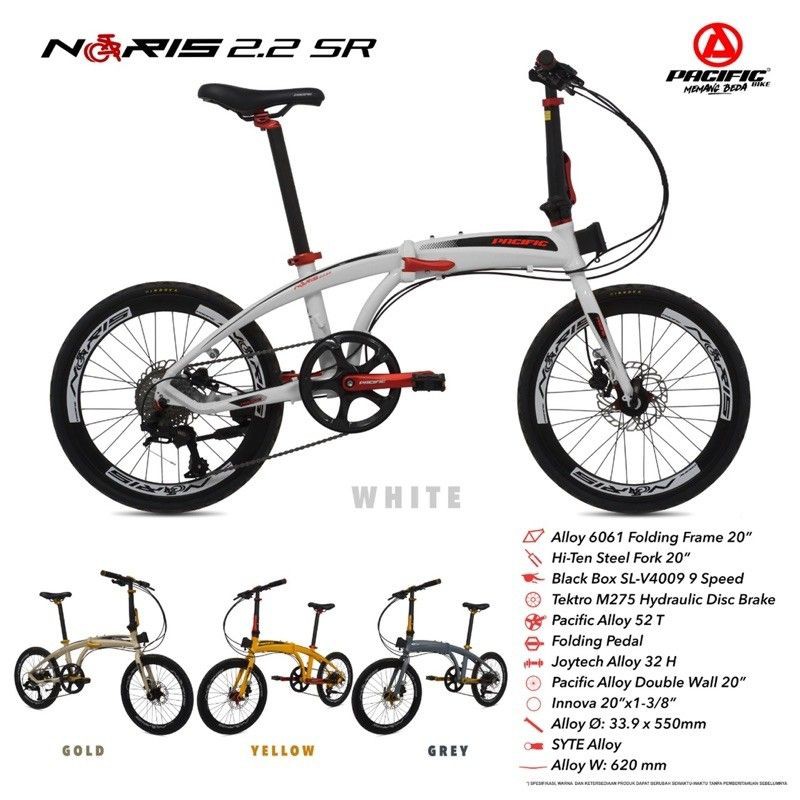 Sepeda Lipat 20 Pacific Noris 2.2 SR Alloy Hidrolik Free Bonus