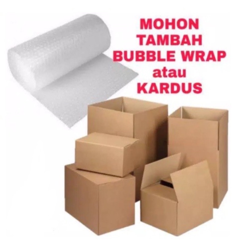 

TAMBAHAN EXTRA DUS BUBBLE WRAP / TAMBAHAN EXTRA KARDUS DAN BUBBLE WRAP PACKAGING