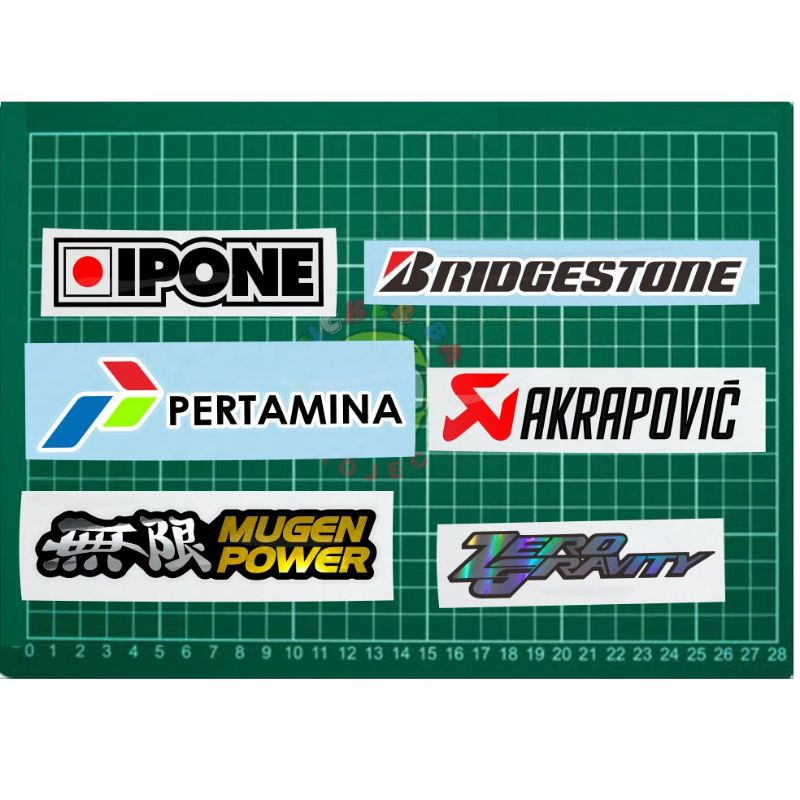 Sticker ipone bridgestone pertamina akrapovic mugenpower zero gravity cutting sticker tumpuk