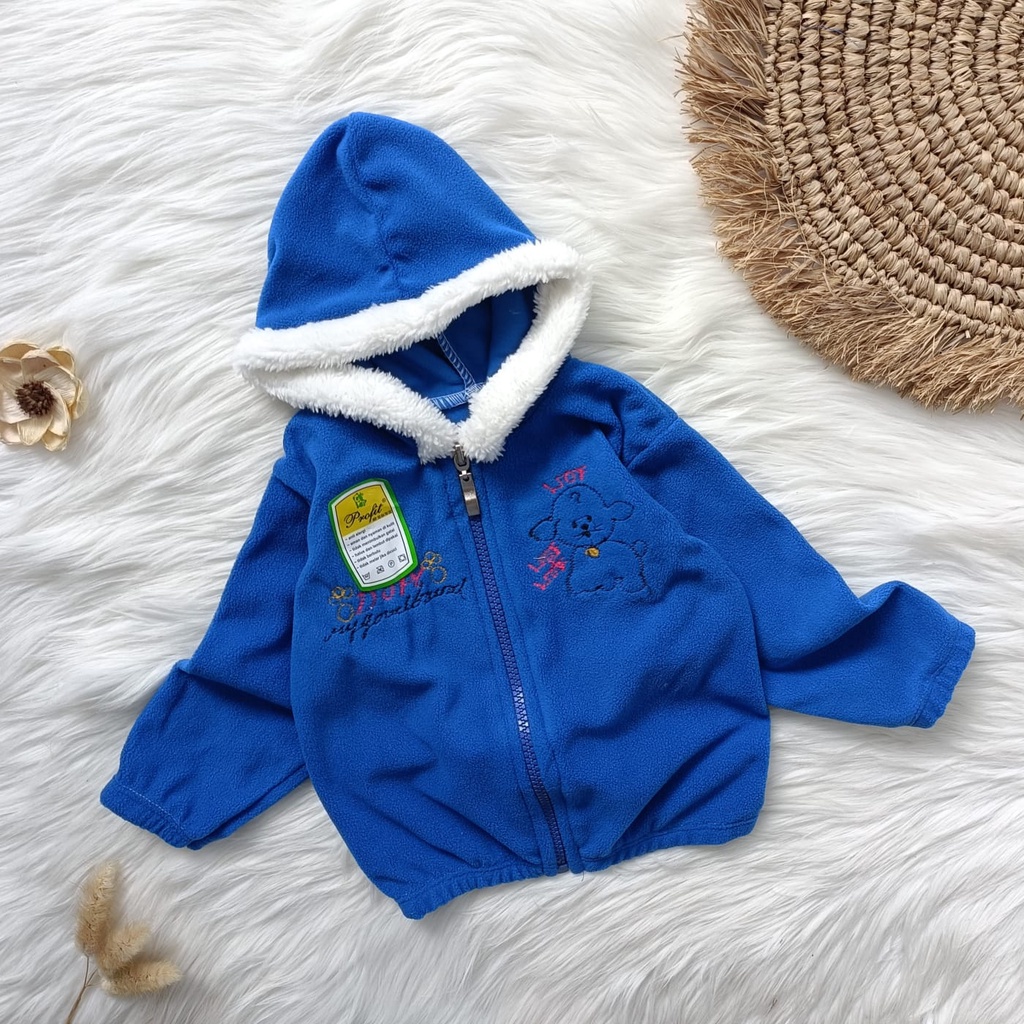 Jaket bayi murah bulu emen hoodie 0-12 bulan