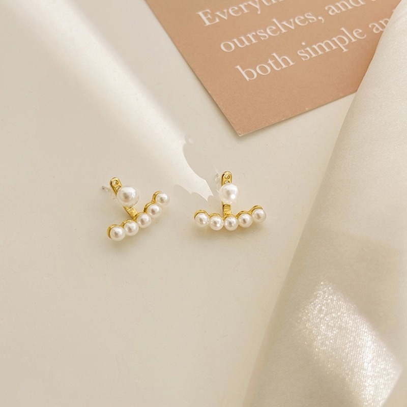 We Flower Chic Geometric Pearl Beaded Stud Earrings for Women Girls Korean Fashion Ear Jewelry