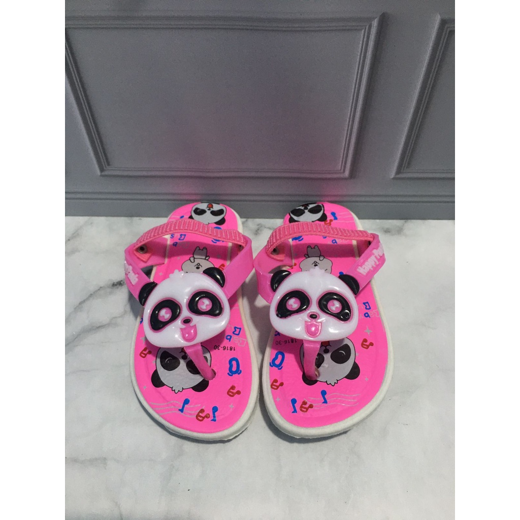 JJ-1816-30 Sandal Bunyi Cit Cit Anak Tali Elastis Karakter Panda / Sandal Jepit Bunyi Import Size 24-29