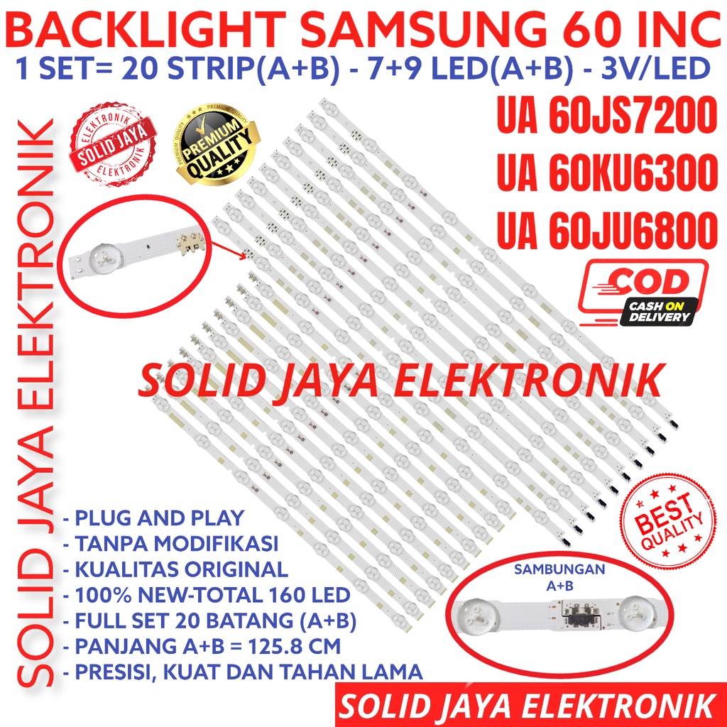 BACKLIGHT TV LED SAMSUNG 60 INC UA 60JS7200 60JU6800 60KU6300 UA60JS7200 UA60JU6800 UA60KU6300 K LAMPU BL 60JU 60KU 60JS 16K 3V  60INC 60INCH 60IN 60 INCH IN 20 STRIP UA-60JS7200 UA-60JU6800 UA-60KU6300 UA-60JS7200K UA60JS7200K 60JS7200K