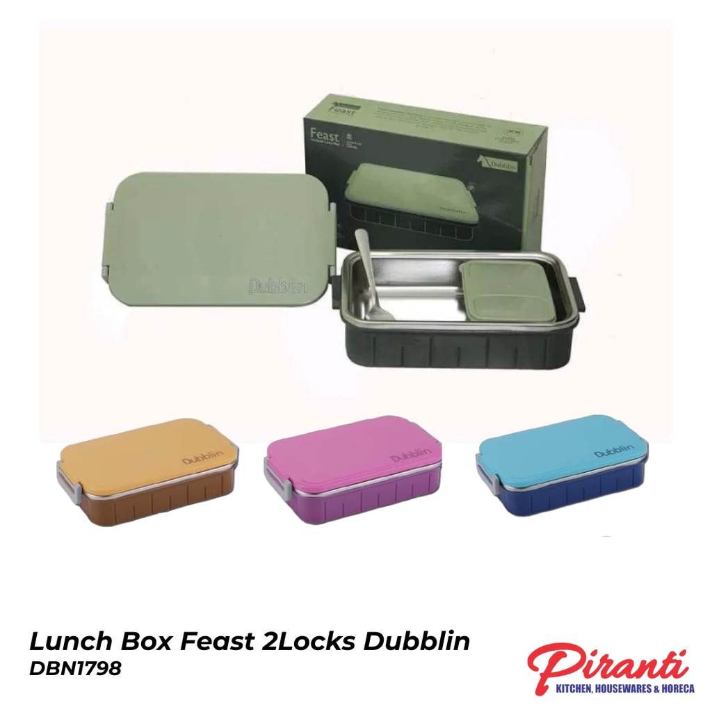 Jual Dubblin Lunch Box Feast 2Locks Kotak Makan Stainless 800mL