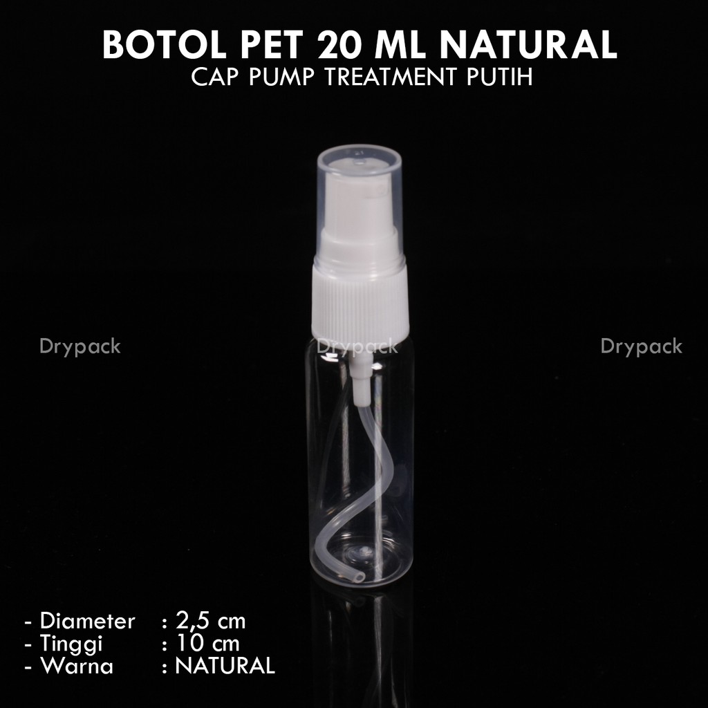 Botol Treatment 20 ml Natural tutup Putih