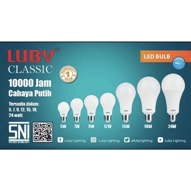 Bisa Cod Bohlam Lampu LED LUBY CLASSIC Cahaya Putih 9 Watt