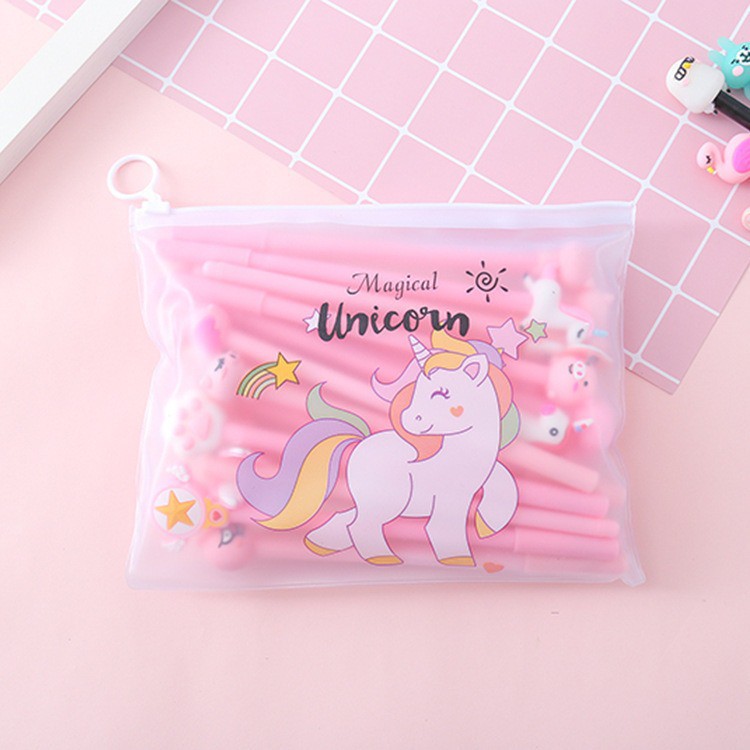OVERFLOWS.ID ZIPPER POUCH CACTUS UNICORN TEMPAT PENSIL TRANSPARANT FLAT POUCH IMPORT KAKTUS-Unicorn - D