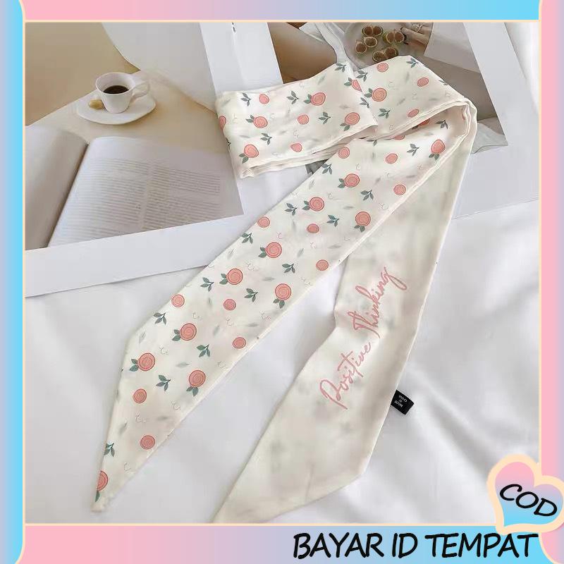 COD❤️ Gaya Korea Retro Syal Sutra Ikat Kepala Busur Pita Panjang Hiasan Kepala Wanita Fashion Aksesoris-A.one