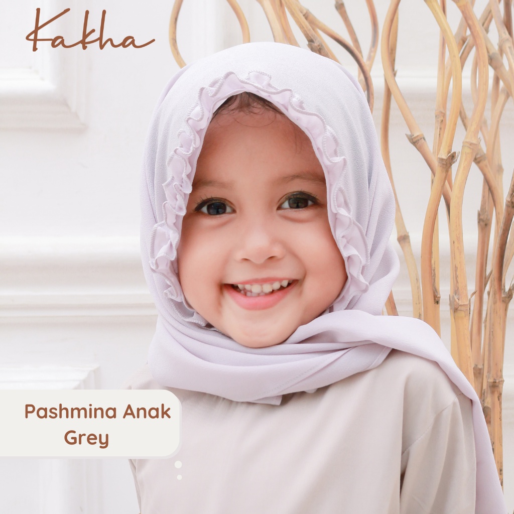 Kakha - Pashmina Anak/ Pashmina balita Ruffle Series (0-5 tahun)-Grey