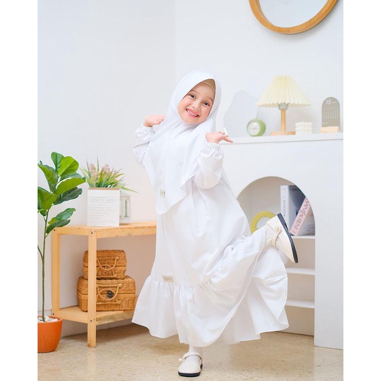 gamis anak syari set hijab warna putih gamis muslim anak muslim anak perempuan gamis terbaru 2023 ga