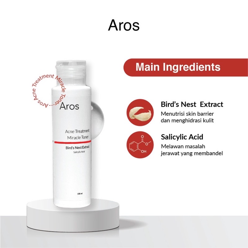 AROS Acne Treatment Miracle Toner Indonesia / Facial Wash Essence Serum Day Night Cream Mask Paket