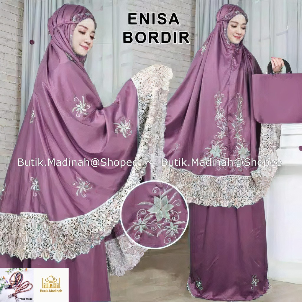 butik madinah mukena dewasa enisa luna maya renda bordir siti khadijah pasteleena