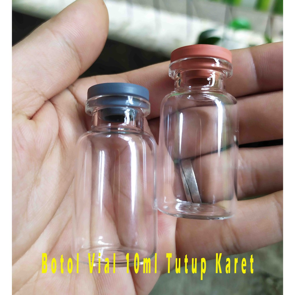 Botol Kaca Vial 10ml 10 ml - Botol Kaca Mini Souvenir Tutup Karet