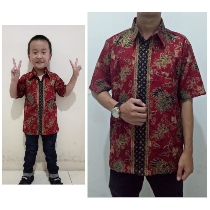 SB Collection Couple Dadboy Isno Atasan Kemeja Batik Lengan Pendek Anak Dan Ayah Pria