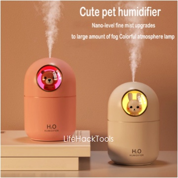 [PROMO 6.6] Cute Animal Humidifier Diffuser Aromatherapy Essential Oil 300ml Portable + Lampu Tidur-1