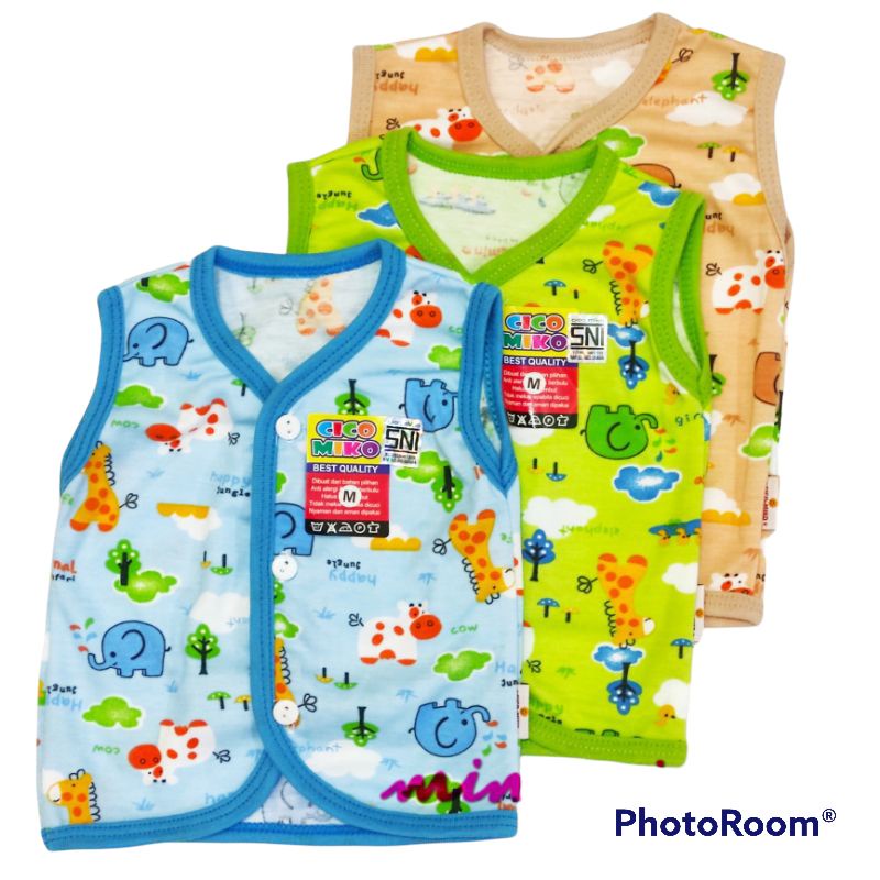 CICO MIKO 3 Pcs Baju Bayi Buntung Kancing Depan Uk M-L SNI-1