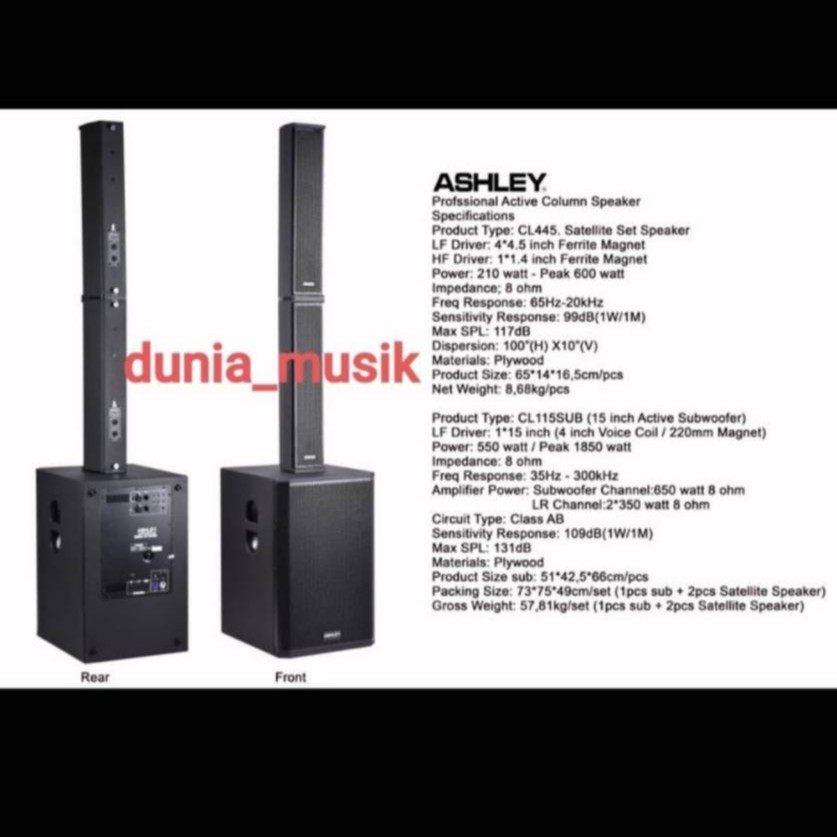 paket speaker colum ashley cl445 cl 445  cl115sub orginal garansi 1tahun