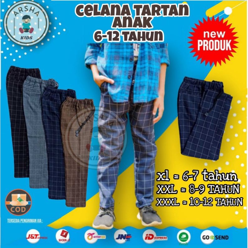 CELANA PANJANG ANAK CELANA TARTAN ANAK LAKI LAKI PEREMPUAN CELANA CHINOS CHINO KOTAK KOTAK TANGGUNG