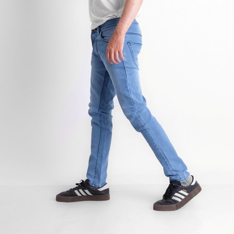 Just &amp; Co - Celana Panjang Jeans Slim Pria Tebal Premium / Celana Levis Hitam Biru