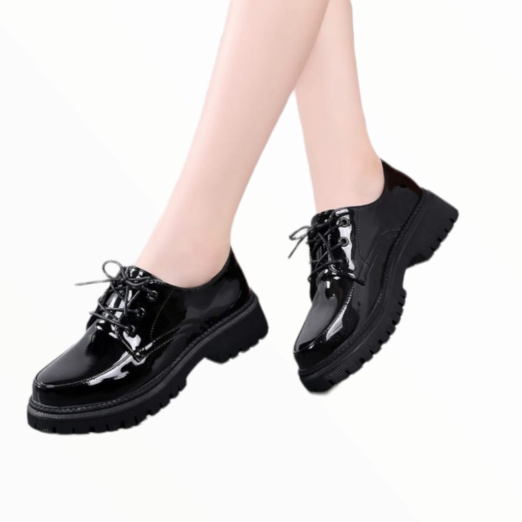 Sepatu Sekolah Remaja / Dewasa ''FMS'' Sepatu Loafer Docmart Premium Glosy Dof BTS 029