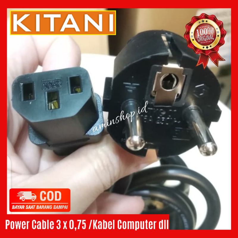 Kabel Power 3x0,75 Kitani1,5 Meter dan 1,8 Meter Kabel Power Laptop Cpu Komputer Kabel Kulkas Dll