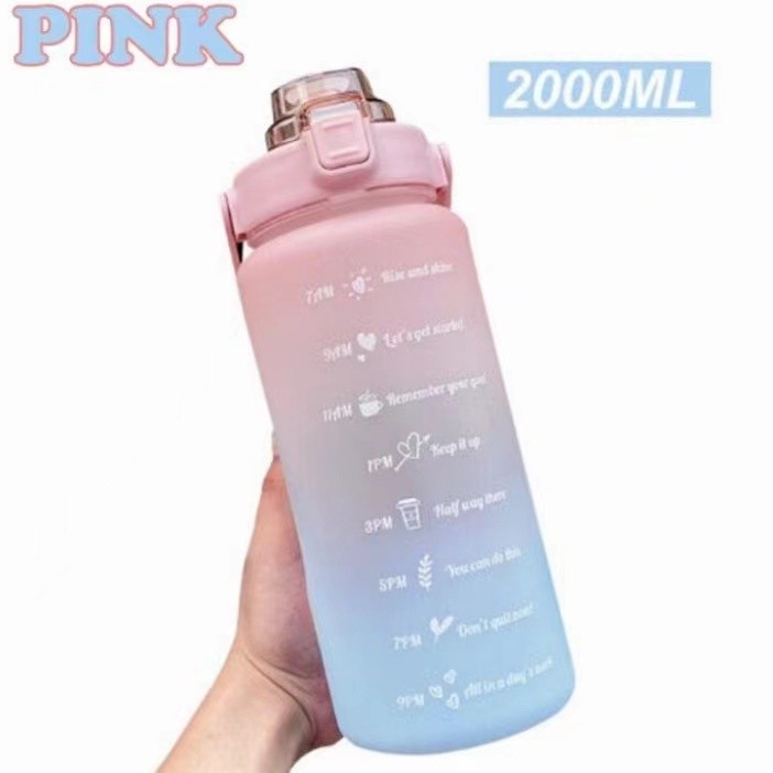 Barangunik2021-Botol minum 2 liter motivasi quitfit jumbo 2000ml stiker 3D