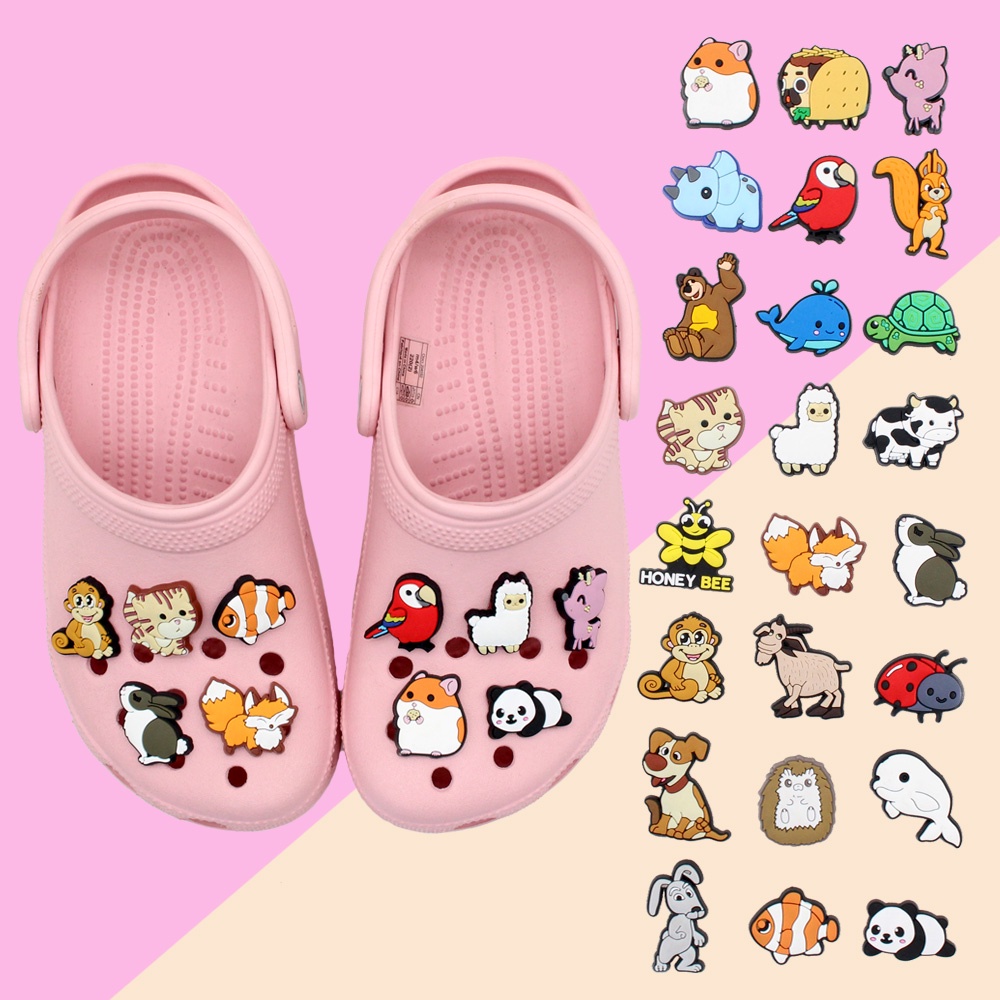 Crocs Pin Jibbitz 1pc Gantungan Sepatu / Sandal Motif Kartun Hewan panda / hamster / Kelinci / Kelinci / Beruang / Beruang / Beruang / Beruang / Beruang Untuk Anak